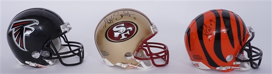 Lot of 3 Matt Ryan, Alex Smith, & Carson Palmer Autographed Mini Helmets Beckett
