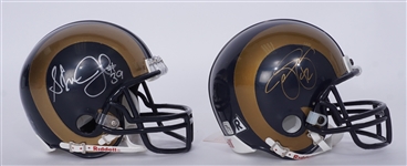 Lot of 2 Steven Jackson & Jason Sehorn Autographed St. Louis Rams Mini Helmets Beckett