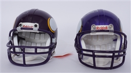 Lot of 2 Adrian Peterson & Cris Carter Autographed Minnesota Vikings Mini Helmets Beckett