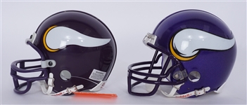 Lot of 2 Adrian Peterson & Cris Carter Autographed Minnesota Vikings Mini Helmets Beckett