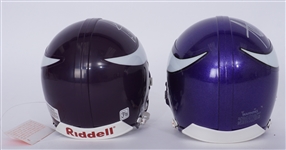 Lot of 2 Adrian Peterson & Cris Carter Autographed Minnesota Vikings Mini Helmets Beckett