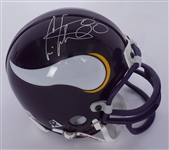 Lot of 2 Adrian Peterson & Cris Carter Autographed Minnesota Vikings Mini Helmets Beckett