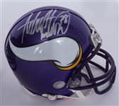 Lot of 2 Adrian Peterson & Cris Carter Autographed Minnesota Vikings Mini Helmets Beckett