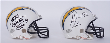 Lot of 2 Antonio Gates & Antonio Cromartie Autographed San Diego Chargers Mini Helmets Beckett