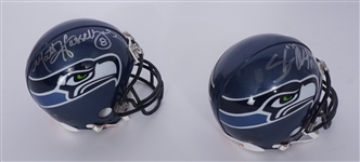 Lot of 2 Shaun Alexander & Matt Hasselbeck Autographed Seattle Seahawks Mini Helmets Beckett