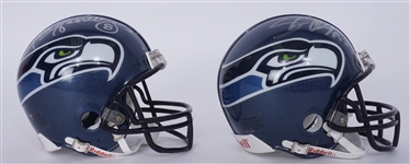 Lot of 2 Shaun Alexander & Matt Hasselbeck Autographed Seattle Seahawks Mini Helmets Beckett
