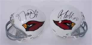 Lot of 2 Anquan Boldin & Matt Leinart Autographed Arizona Cardinals Mini Helmets Beckett