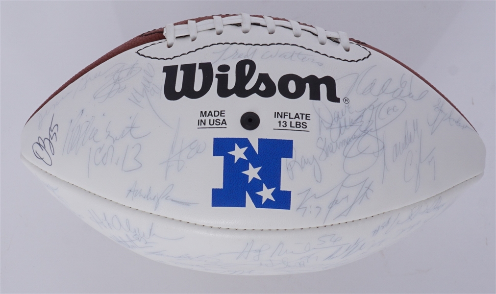 1998-99 NFC Pro Bowl Team Signed Football w/ Reggie White, Jerry Rice, Randy Moss, Deion Sanders Beckett LOA
