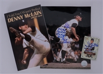 Denny McLain Lot w/ Autographed Book, Card, & Magazine Beckett