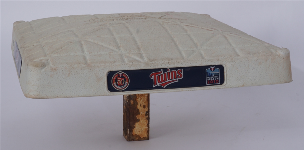 2010 Minnesota Twins Target Field Inaugural Season Game Used 1st Base