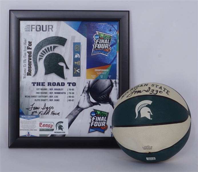 Tom Izzo Autographed & Framed 2019 Final Four Photo & MSU Basketball Beckett