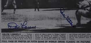 Don Larsen & Dale Mitchell Autographed New York Journal American Newspaper Reprint Beckett