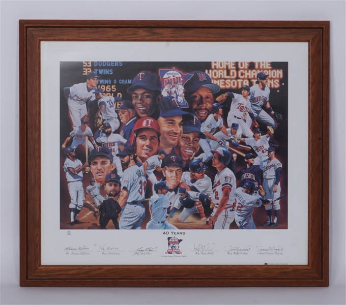Minnesota Twins 40 Years Autographed & Framed Print LE #21/100 w/ Kirby Puckett Beckett LOA