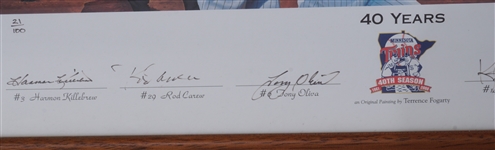 Minnesota Twins 40 Years Autographed & Framed Print LE #21/100 w/ Kirby Puckett Beckett LOA
