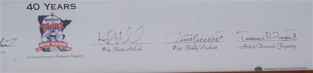 Minnesota Twins 40 Years Autographed & Framed Print LE #21/100 w/ Kirby Puckett Beckett LOA
