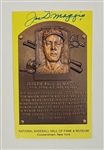 Joe DiMaggio Autographed Hall of Fame Plaque Postcard Beckett LOA