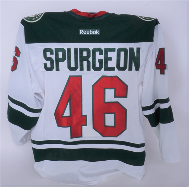 Jared Spurgeon 2015-16 Game Used Minnesota Wild Jersey Acquired From the Wild