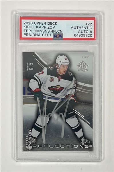 Kirill Kaprizov Autographed 2020 Upper Deck Triple Dimensions Reflections #22 Rookie Card PSA Auto 9