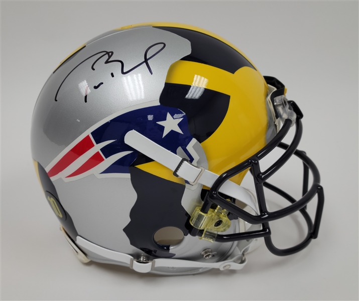 Tom Brady Autographed New England Patriots/Michigan Wolverines Full Size Authentic Helmet TriStar