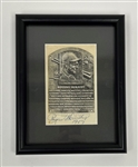 Rogers Hornsby Twice Signed & Framed Hall of Fame Plaque Postcard Beckett LOA