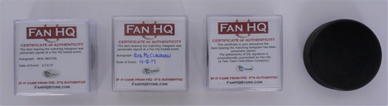 Lot of 4 Miracle on Ice Hockey Pucks w/ 3 Autographs