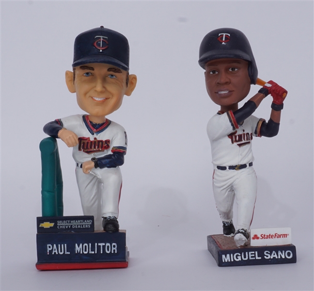 Lot of 2 Paul Molitor & Miguel Sano Minnesota Twins Bobbleheads