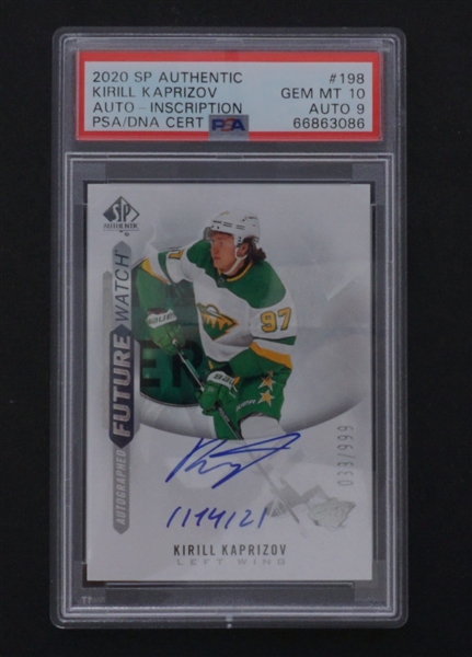 Kirill Kaprizov 2020 SP Authentic #198 Auto-Inscription LE #33/999 PSA 10 Gem Mint
