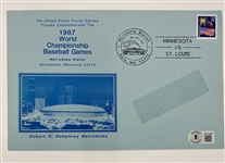 1987 Minnesota Twins World Champions First Day Cover w/ Kirby Puckett Beckett LOA