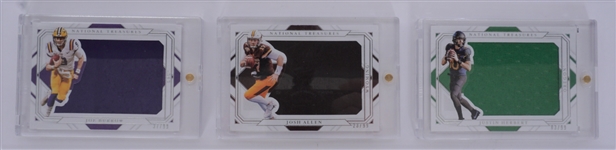 Lot of 3 Josh Allen, Joe Burrow, & Justin Herbert 2021 National Treasures Collegiate Patch Cards /99