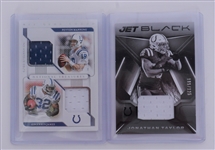Lot of 2 Indianapolis Colts Patch Cards w/ Peyton Manning, Edgerrin James, & Jonathan Taylor