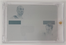 Kobe Bryant/Jerry West 2013-14 Panini National Treasures Spanning Time Dual Signatures Cyan Plate Card 1/1