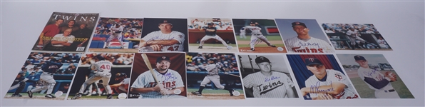 Lot of 13 Autographed Minnesota Twins Photos + 1 Autographed Magazine Beckett