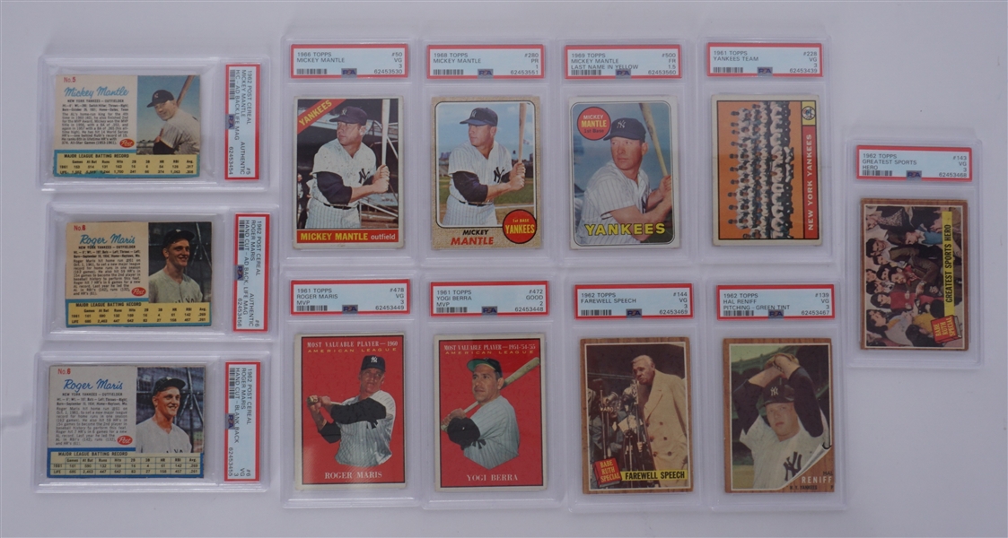 Lot of 12 1960s New York Yankees PSA Graded Cards w/ Multiple Mantle Cards