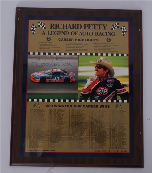 Richard Petty Autographed Plaque LE #1463/4300