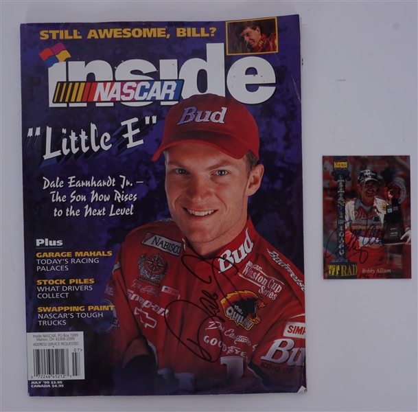 Dale Earnhardt Jr. Autographed Magazine & Bobby Allison Autographed Card