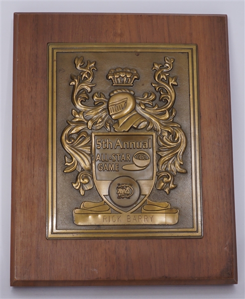 Rick Barry ABA 1975 All-Star Game Award Plaque