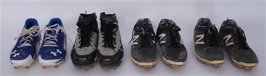 Lot of 4 Pairs of Game Used & Autographed Baseball Cleats w/ Dee Gordon