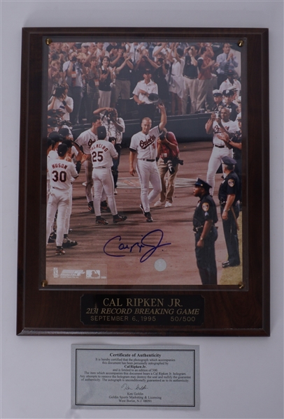 Cal Ripken Jr. Autographed 2131 Record Breaking Game 8x10 Photo Display
