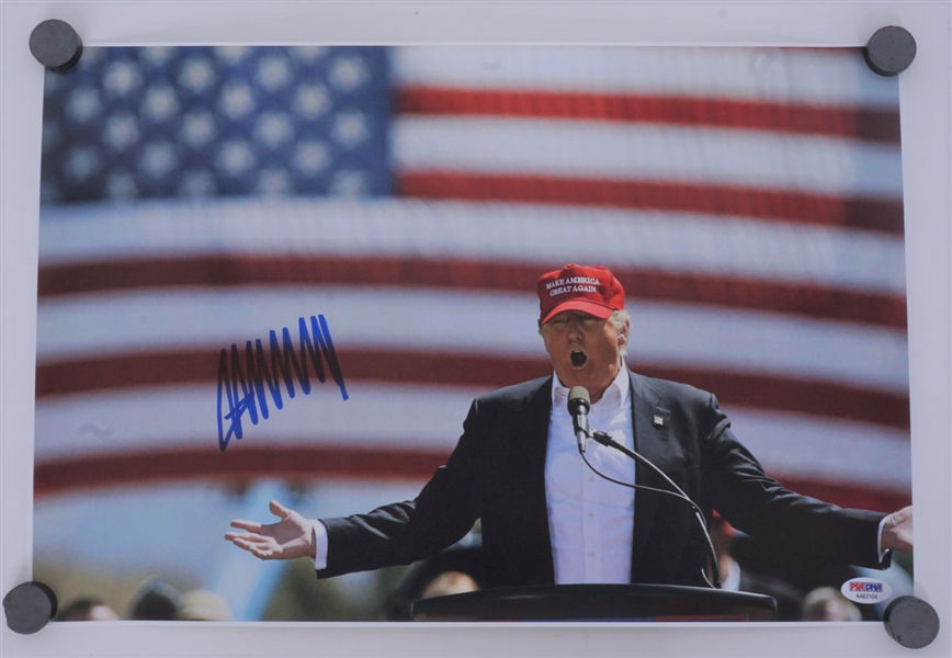 Donald Trump Autographed Rally 12 x 18" Photo PSA/DNA