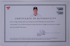 Aaron Judge 2018 Game Used & Autographed Cleats MLB & Fanatics
