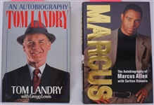 Lot of 2 Marcus Allen & Tom Landry Autographed Books