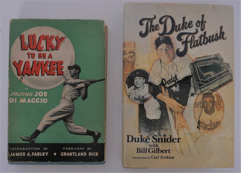 Lot of 2 Joe DiMaggio & Duke Snider Autographed Books Beckett