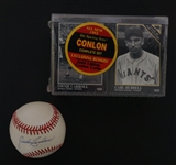 Jocko Conlon Autographed ONL Baseball w/ 1992 Sporting News Conlon Complete Card Set Beckett