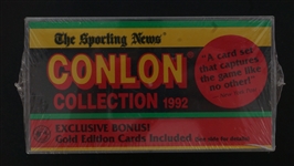 Jocko Conlon Autographed ONL Baseball w/ 1992 Sporting News Conlon Complete Card Set Beckett