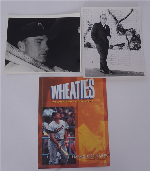 Lot of 3 Minnesota Twins 8x10 Photos w/ Killebrew Type 1 Photos & Wheaties Ad