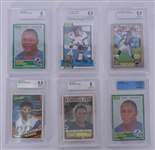 Lot of 6 NFL Running Back Greats Graded Rookie Cards w/ Sanders & Smith