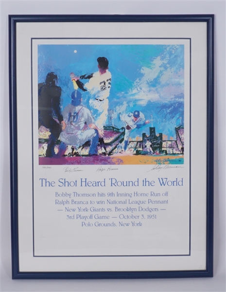 Bobby Thomson & Ralph Branca Autographed & Framed Lithograph LE #550/600 Beckett LOA