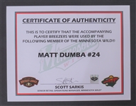 Matt Dumba Game Used Hockey Breezers w/ Team Provenance