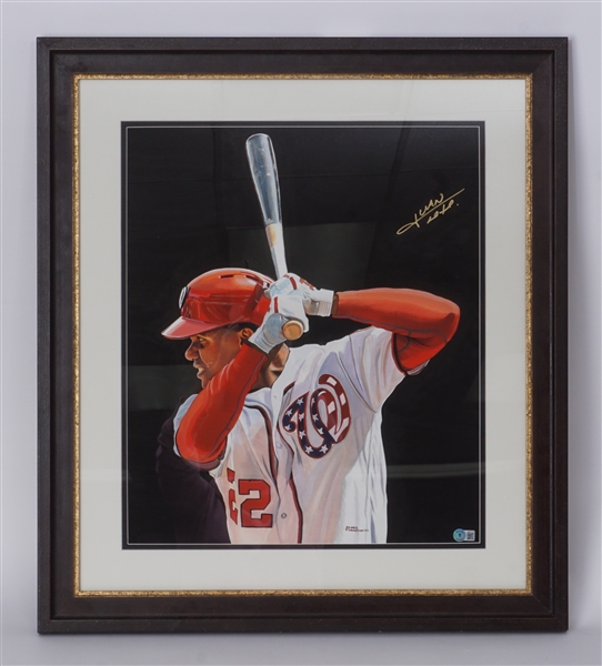 Juan Soto Original Autographed James Fiorentino 16x20 Watercolor Painting Framed 25x29 w/ Fiorentino LOA & Beckett