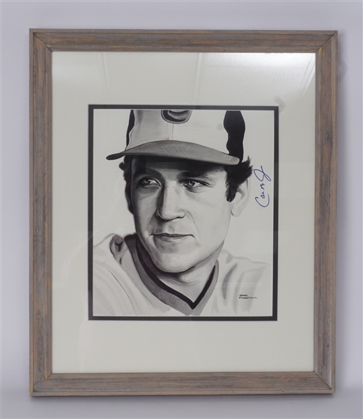 Cal Ripken Jr. Original Autographed James Fiorentino 11x14 Watercolor Painting Framed 18x22 w/ Fiorentino LOA